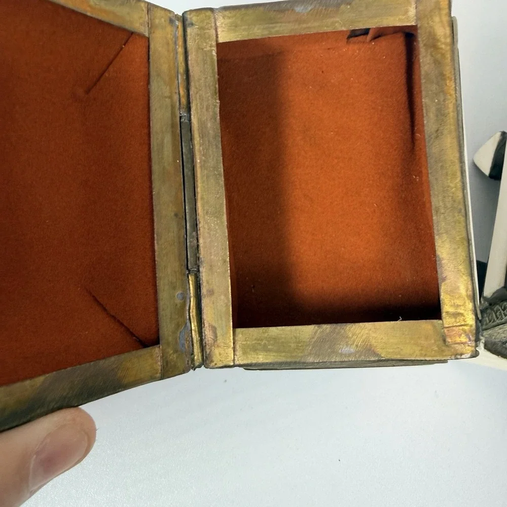 Antique Trinket Boxes Made Of Camel Bone And‎ Brass Set Of 2